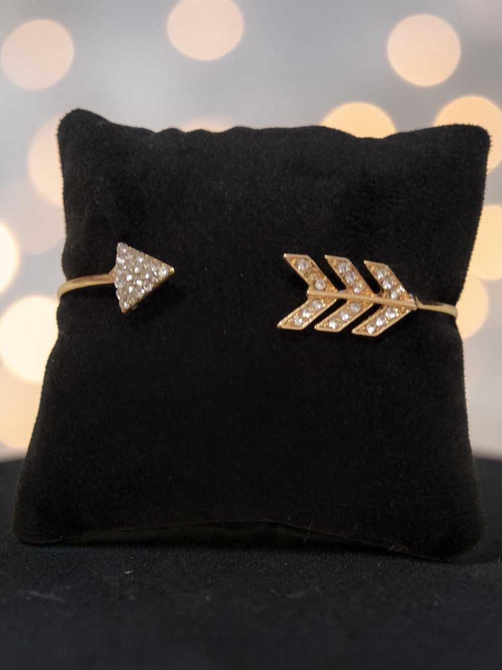 10 / $10 New  Gold Arrow Swarovski-Style Crystal Open Cuff Bracelet - Gold